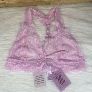 NWT Savage X Fenty Rihanna Bra Lavender Floral Lace Racerback Bralette sz L